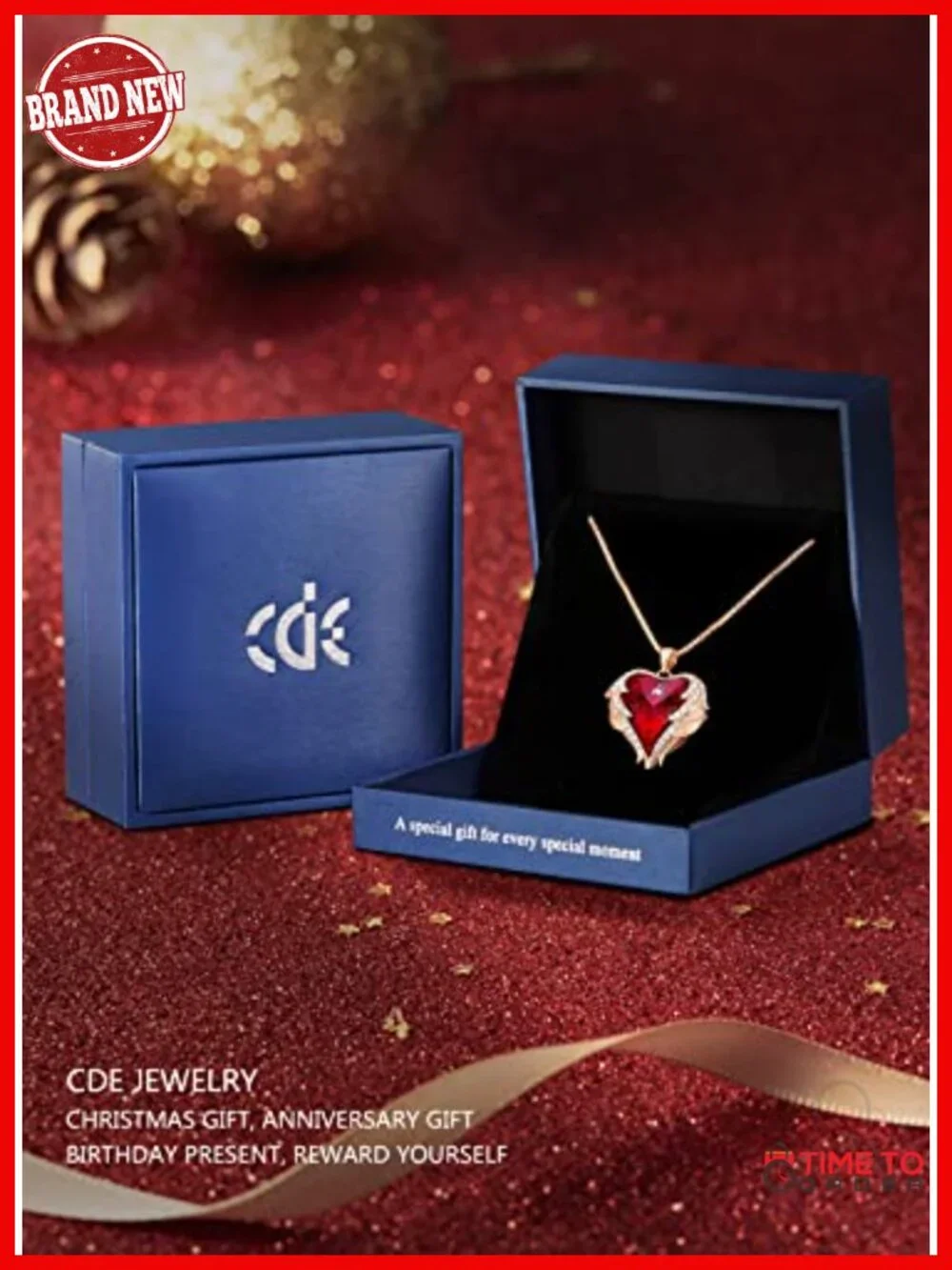 Angel Wings Heart Crystal Pendant Necklace with Cubic Zirconia